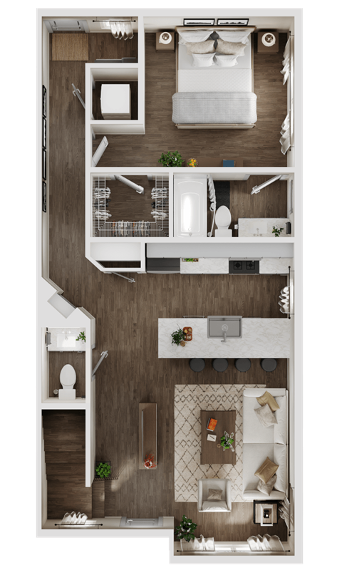 Floor plan for 2 beds, 2.5 baths, 1255 sqft